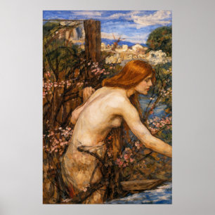 Woman Picking Flowers by John William Waterhouse Poster