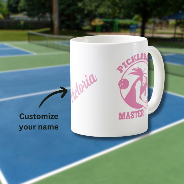 Woman Pickleball Master Game Player Custom Name Coffee Mug (Creator Uploaded)