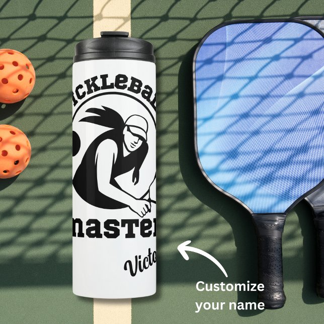 Woman Pickleball Master Game Player Custom Name Thermal Tumbler (Creator Uploaded)