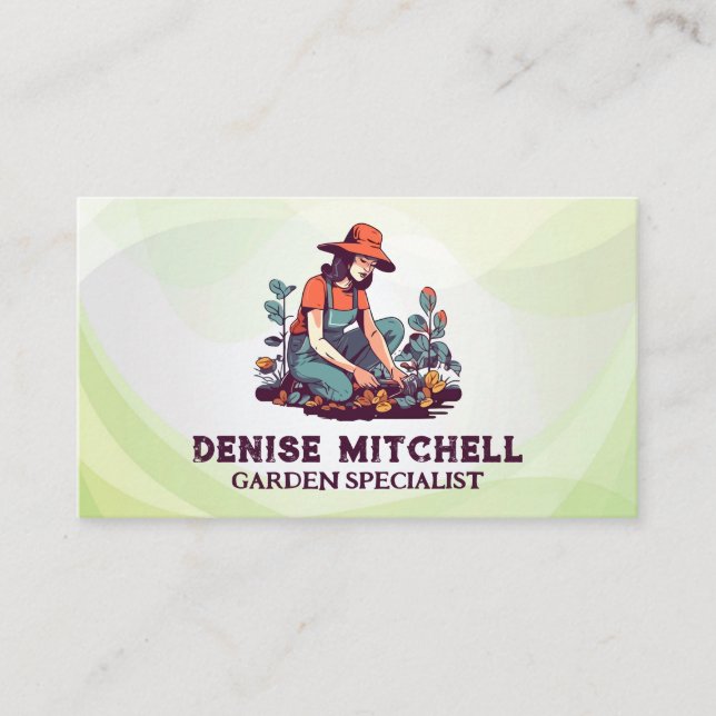 Woman Planting in The Garden Business Card (Front)