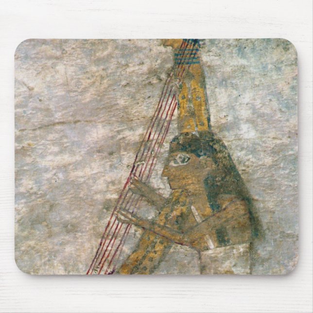 Woman playing an arched harp mouse mat (Front)