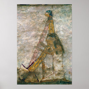 Woman playing an arched harp poster