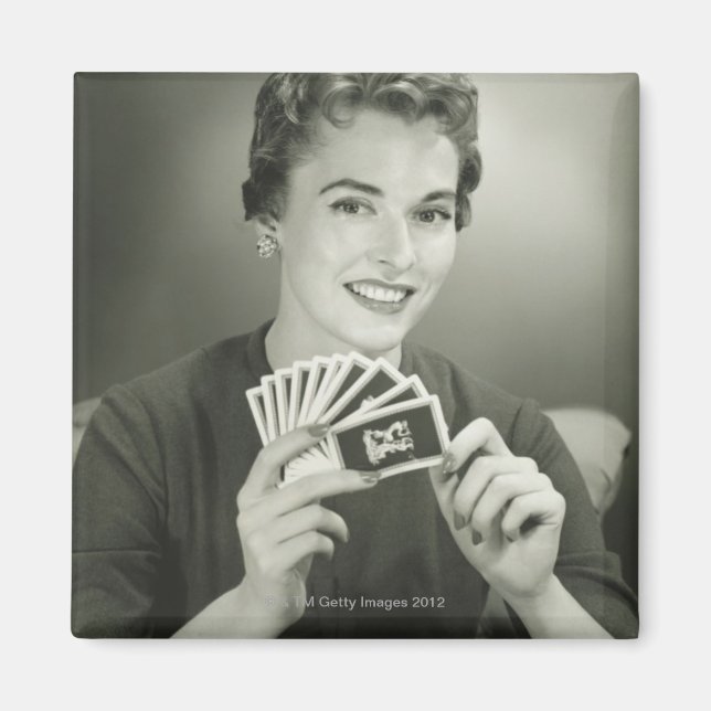 Woman Playing Cards Magnet (Front)