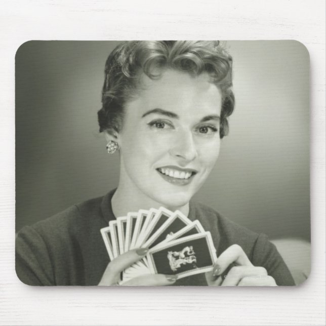 Woman Playing Cards Mouse Mat (Front)