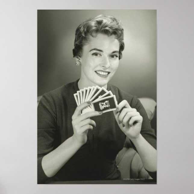 Woman Playing Cards Poster (Front)