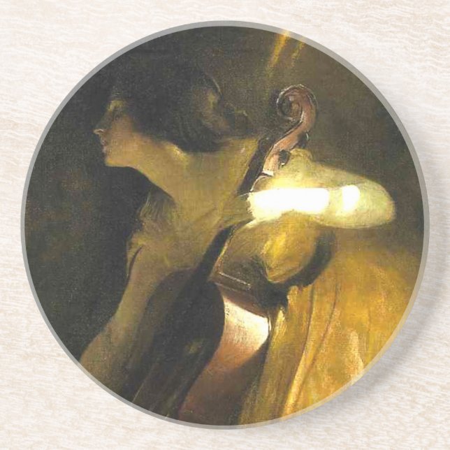 Woman Playing Cello Coaster (Front)