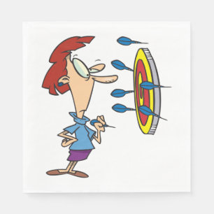 Woman Playing Darts Napkin