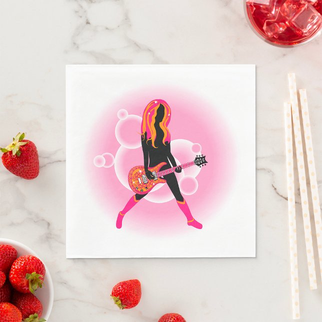 Woman Playing Guitar Napkin (Creator Uploaded)