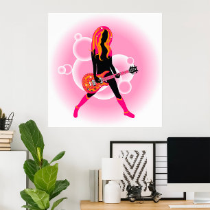 Woman Playing Guitar Poster