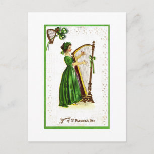 Woman Playing Harp Postcard