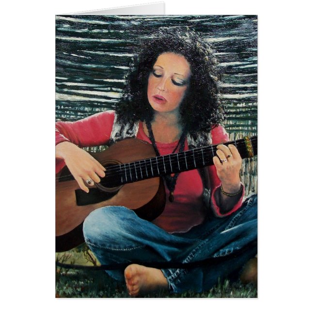 Woman Playing Music With Acoustic Guitar (Front)