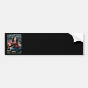 Woman Playing Music With Acoustic Guitar Bumper Sticker
