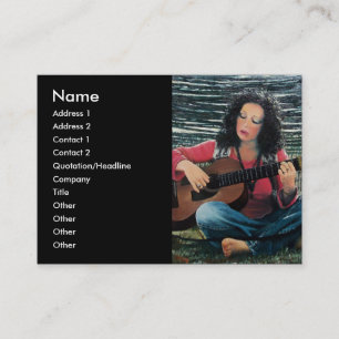 Woman Playing Music With Acoustic Guitar Business Card