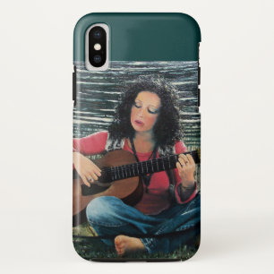 Woman Playing Music With Acoustic Guitar iPhone XS Case