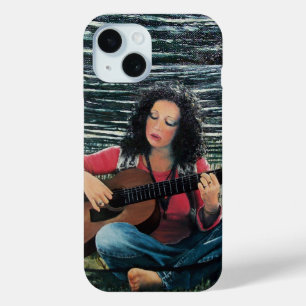 Woman Playing Music With Acoustic Guitar iPhone 15 Case