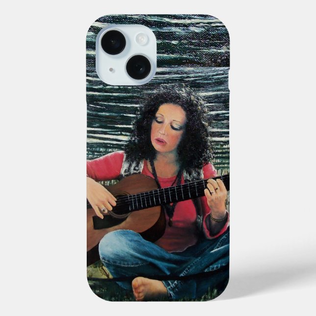 Woman Playing Music With Acoustic Guitar Case-Mate iPhone Case (Back)