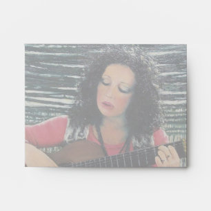 Woman Playing Music With Acoustic Guitar Envelope