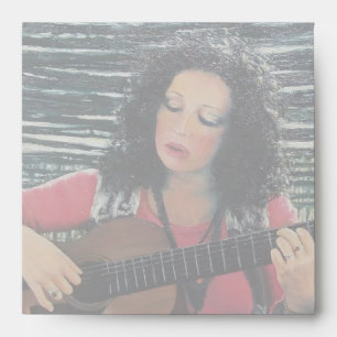 Woman Playing Music With Acoustic Guitar Envelopes