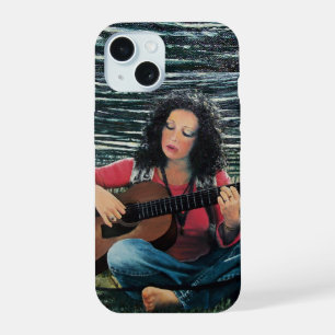Woman Playing Music With Acoustic Guitar iPhone 15 Case
