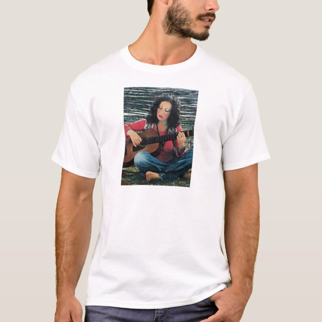 Woman Playing Music With Acoustic Guitar T-Shirt (Front)