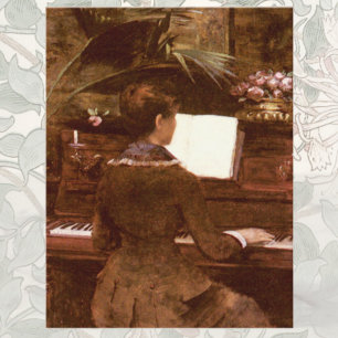 Woman Playing Piano  Note Card