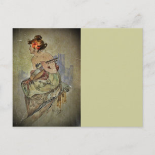 Woman Playing Stringed Instrument Postcard