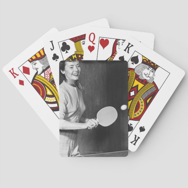 Woman Playing Table Tennis Cards (Back)