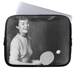Woman Playing Table Tennis Laptop Sleeve