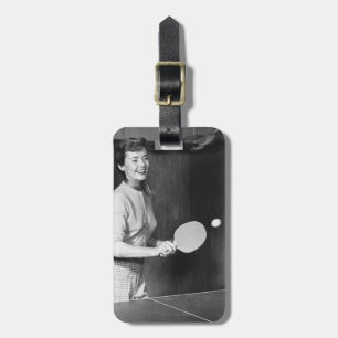 Woman Playing Table Tennis Luggage Tag