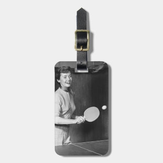 Woman Playing Table Tennis Luggage Tag