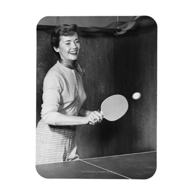 Woman Playing Table Tennis Magnet (Vertical)