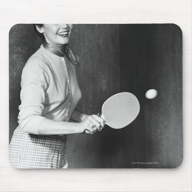 Woman Playing Table Tennis Mouse Mat (Front)