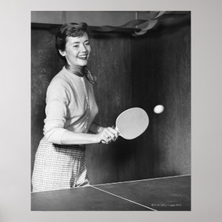 Woman Playing Table Tennis Poster