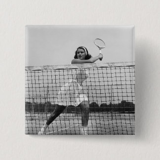 Woman Playing Tennis 15 Cm Square Badge