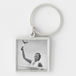 Woman Playing Tennis 2 Key Ring