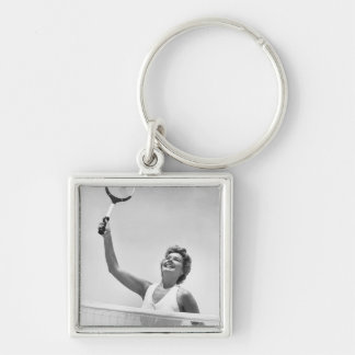 Woman Playing Tennis 2 Key Ring