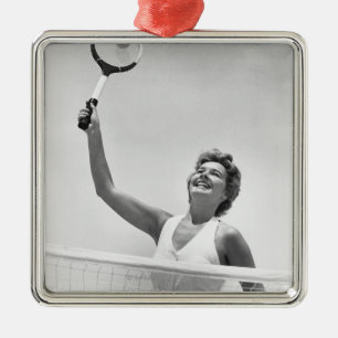 Woman Playing Tennis 2 Metal Tree Decoration