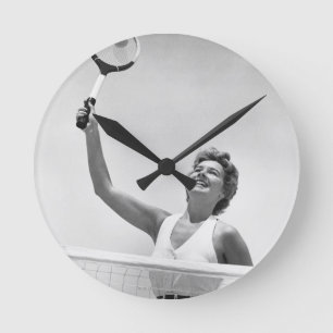Woman Playing Tennis 2 Round Clock