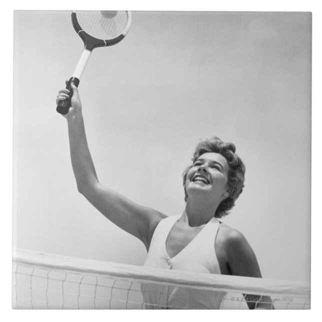 Woman Playing Tennis 2 Tile (Front)