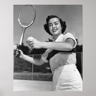 Woman Playing Tennis 3 Poster