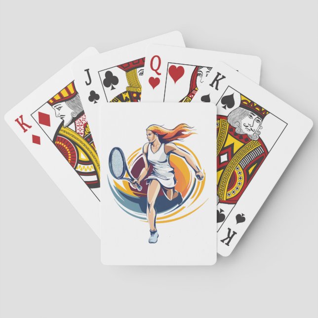 woman playing tennis cards (Back)