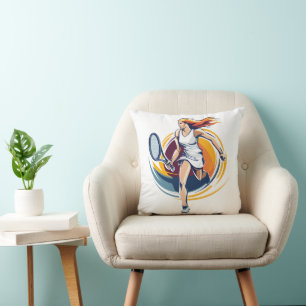 woman playing tennis cushion