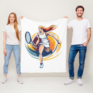 woman playing tennis fleece blanket