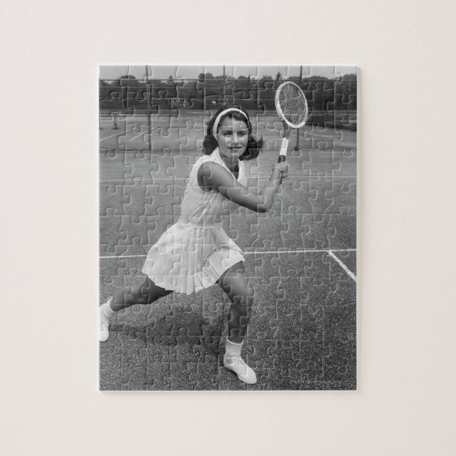 Woman playing tennis jigsaw puzzle (Vertical)
