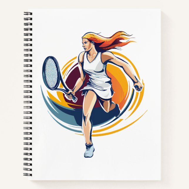 woman playing tennis notebook (Front)