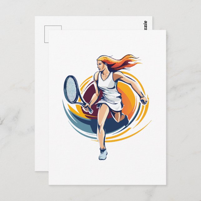 woman playing tennis postcard (Front/Back)
