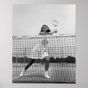 Woman Playing Tennis Poster