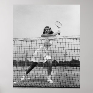 Woman Playing Tennis Poster