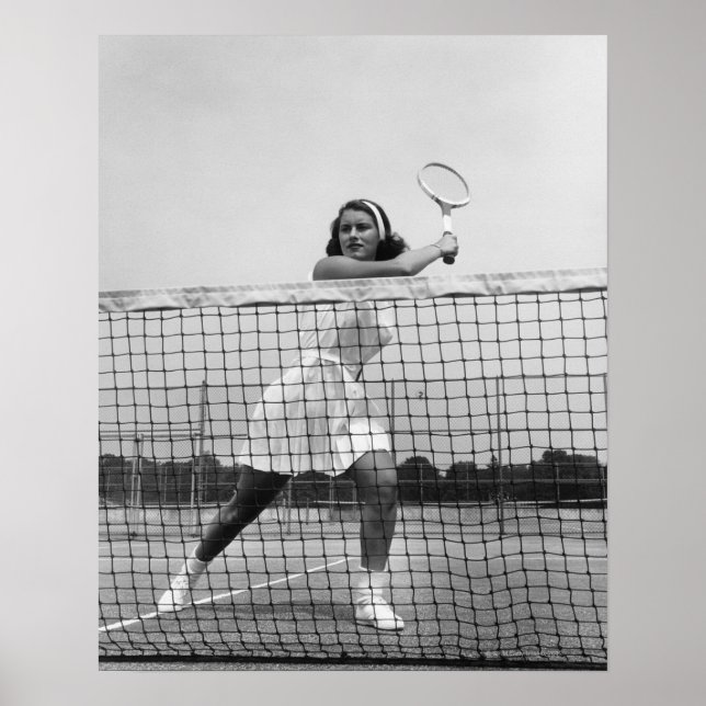 Woman Playing Tennis Poster (Front)
