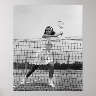 Woman Playing Tennis Poster